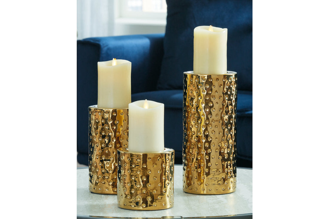 Marisa Gold Finish Candle Holder, Set of 3 - A2000461 - Bien Home Furniture &amp; Electronics