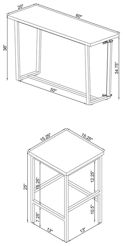 Marmot 4-Piece Rectangle Counter Height Set White Marble/Chrome - 182253 - Bien Home Furniture &amp; Electronics