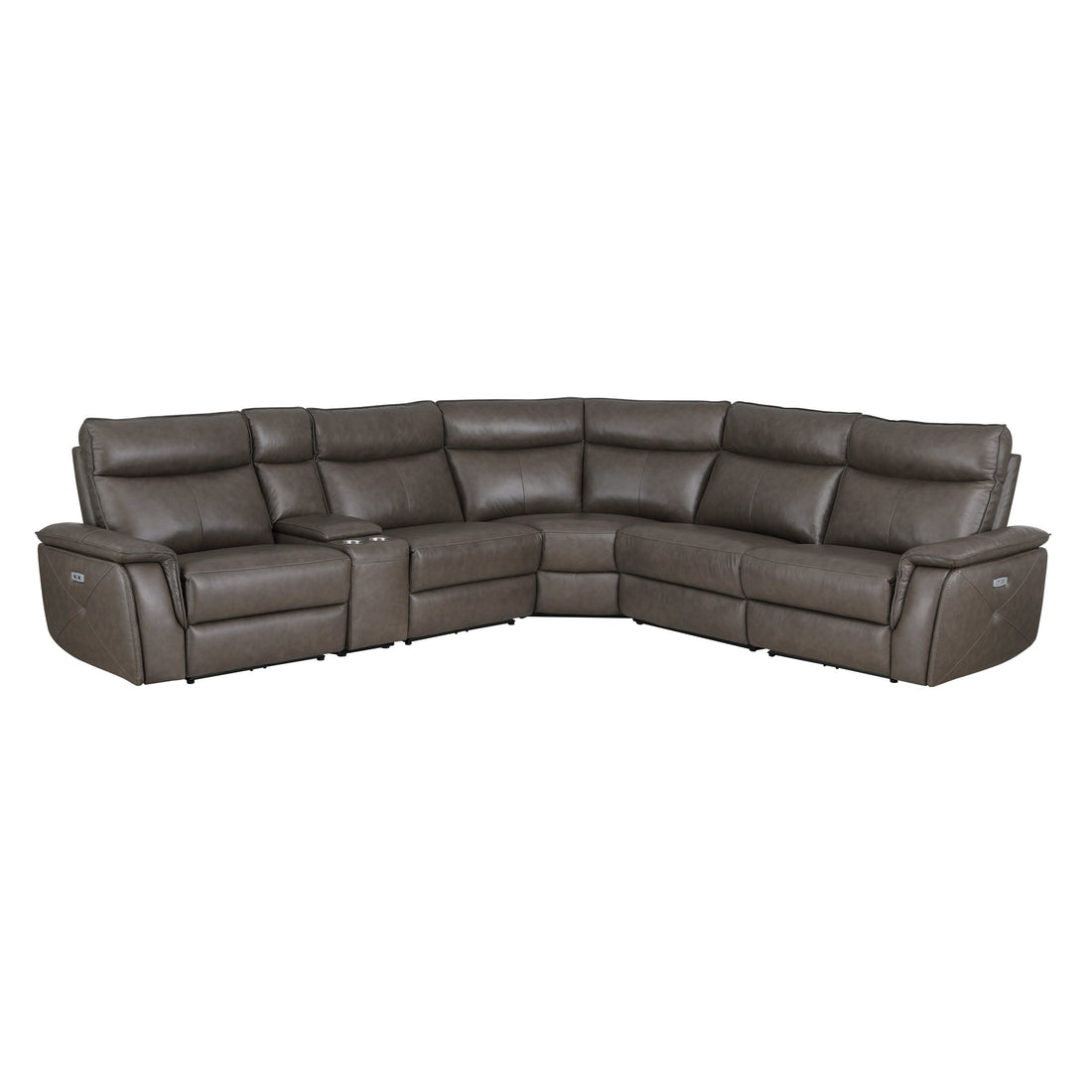 Maroni Dark Brown Leather 6-Piece Modular Power Reclining Sectional - 8259RFDB*6SCPWH - Bien Home Furniture &amp; Electronics