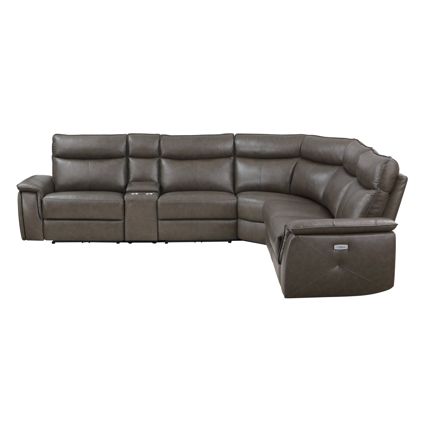 Maroni Dark Brown Leather 6-Piece Modular Power Reclining Sectional - 8259RFDB*6SCPWH - Bien Home Furniture &amp; Electronics