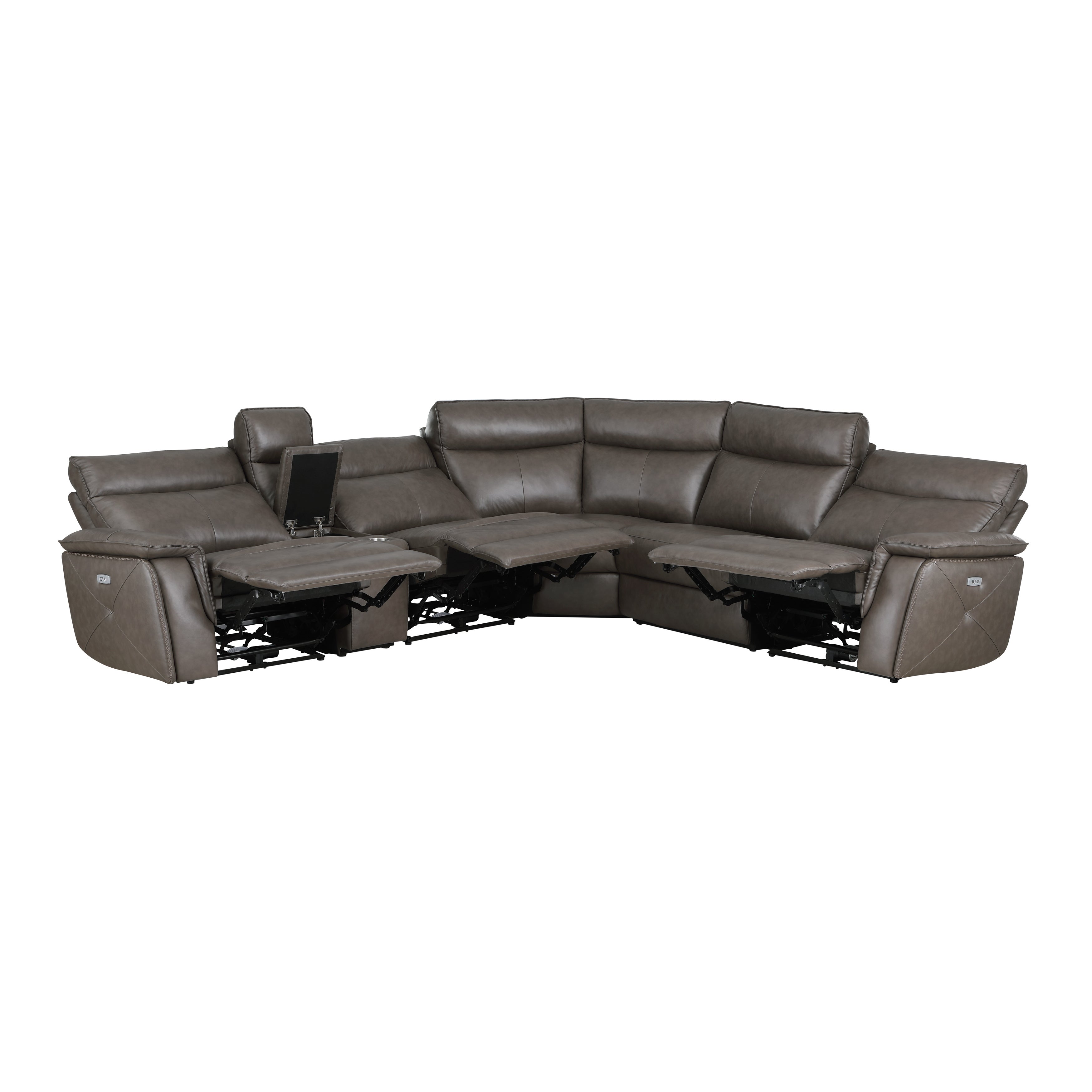 Maroni Dark Brown Leather 6-Piece Modular Power Reclining Sectional - 8259RFDB*6SCPWH - Bien Home Furniture &amp; Electronics