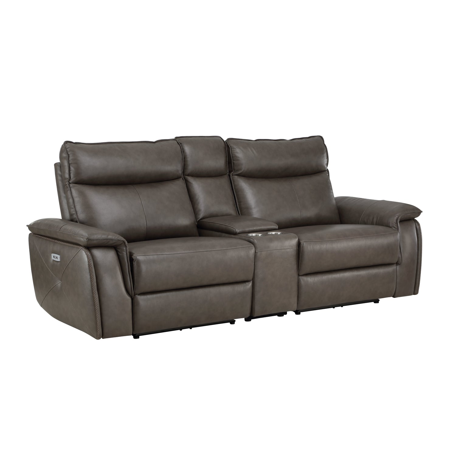 Maroni Dark Brown Leather Power Double Reclining Loveseat - 8259RFDB-2CNPWH* - Bien Home Furniture &amp; Electronics