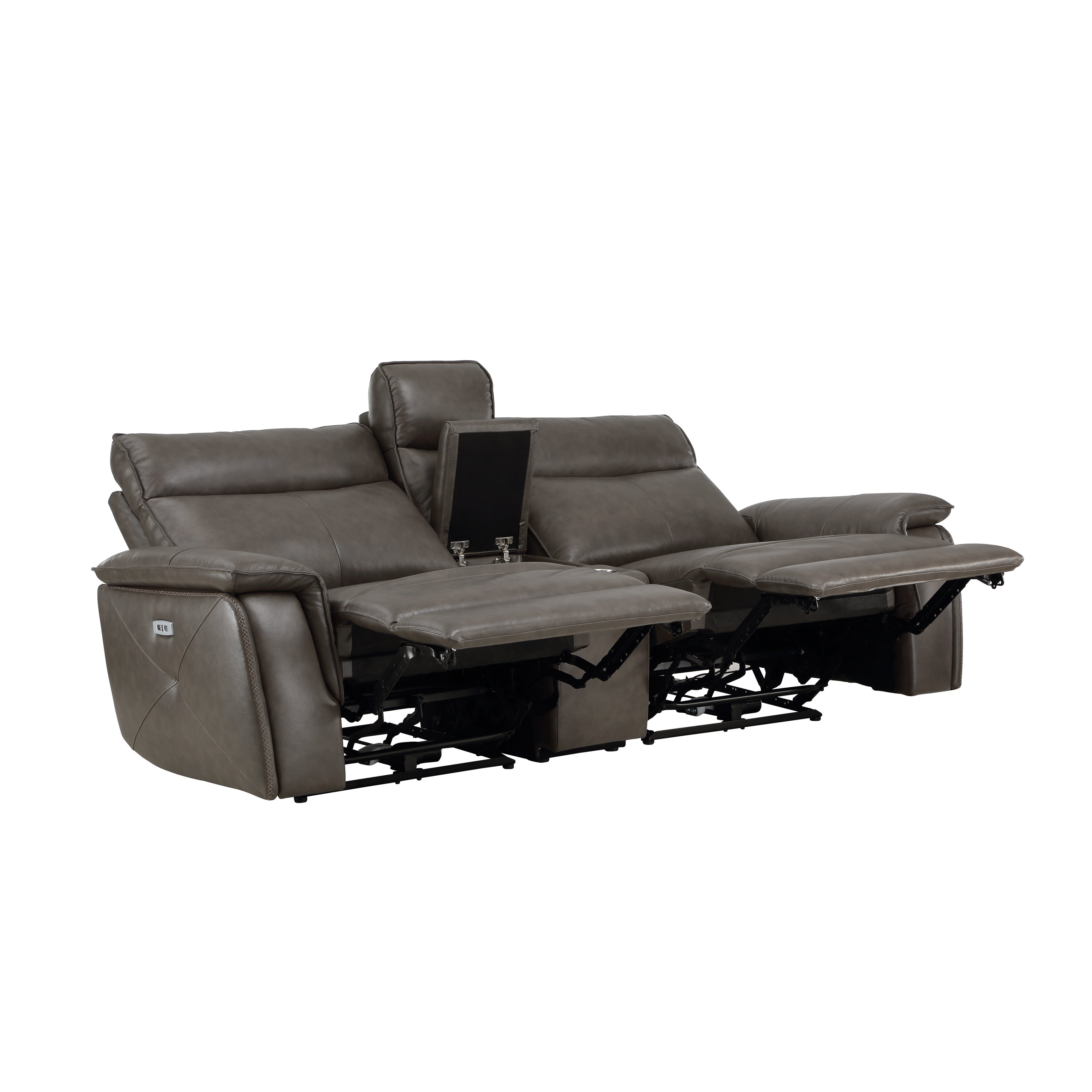 Maroni Dark Brown Leather Power Double Reclining Loveseat - 8259RFDB-2CNPWH* - Bien Home Furniture &amp; Electronics