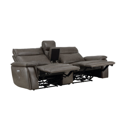 Maroni Dark Brown Leather Power Double Reclining Loveseat - 8259RFDB-2CNPWH* - Bien Home Furniture &amp; Electronics