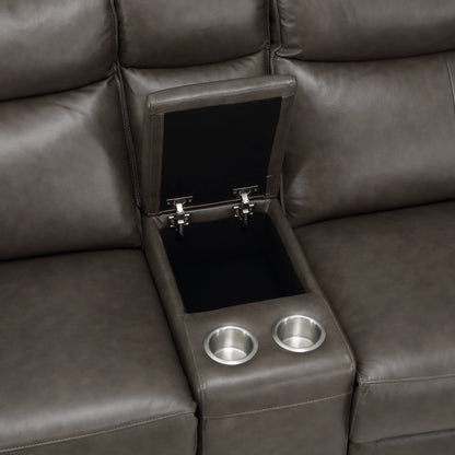 Maroni Dark Brown Leather Power Double Reclining Loveseat - 8259RFDB-2CNPWH* - Bien Home Furniture &amp; Electronics