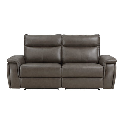 Maroni Dark Brown Leather Power Double Reclining Loveseat - 8259RFDB-2PWH* - Bien Home Furniture &amp; Electronics