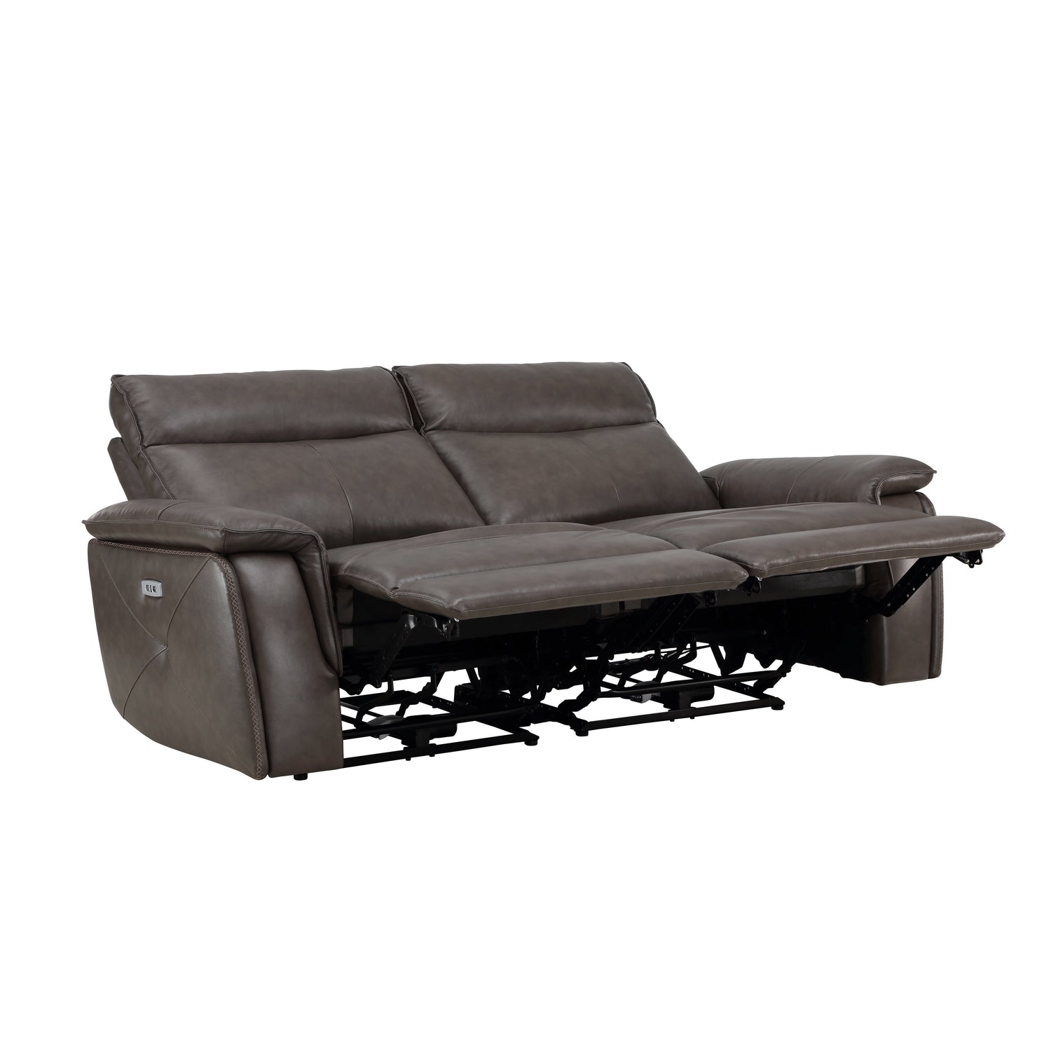 Maroni Dark Brown Leather Power Double Reclining Loveseat - 8259RFDB-2PWH* - Bien Home Furniture &amp; Electronics