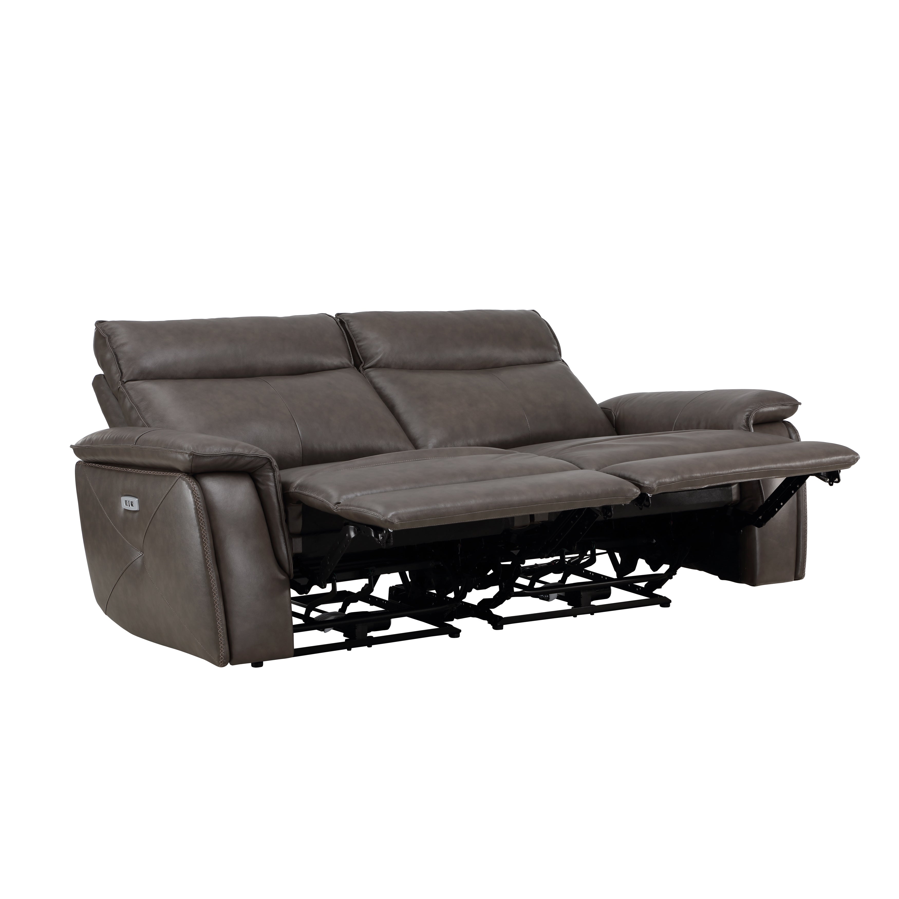Maroni Dark Brown Leather Power Double Reclining Loveseat - 8259RFDB-2PWH* - Bien Home Furniture &amp; Electronics