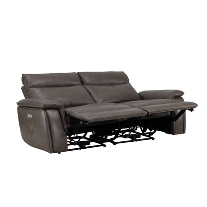 Maroni Dark Brown Leather Power Double Reclining Loveseat - 8259RFDB-2PWH* - Bien Home Furniture &amp; Electronics