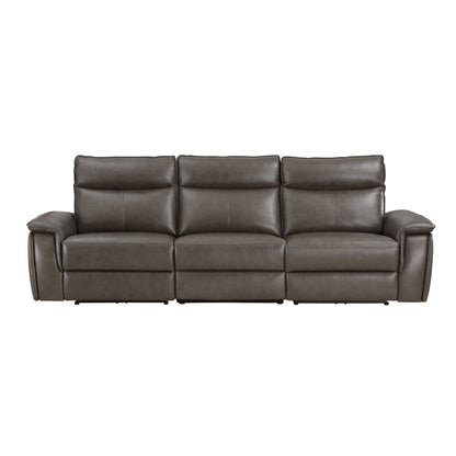 Maroni Dark Brown Leather Power Double Reclining Sofa - 8259RFDB-3PWH* - Bien Home Furniture &amp; Electronics