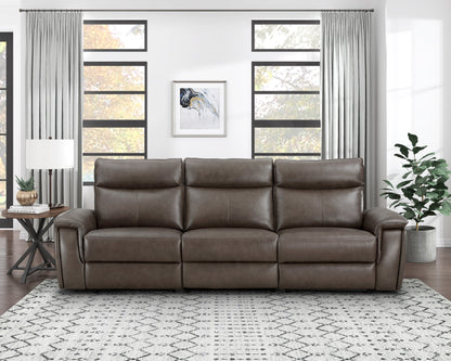 Maroni Dark Brown Leather Power Double Reclining Sofa - 8259RFDB-3PWH* - Bien Home Furniture &amp; Electronics