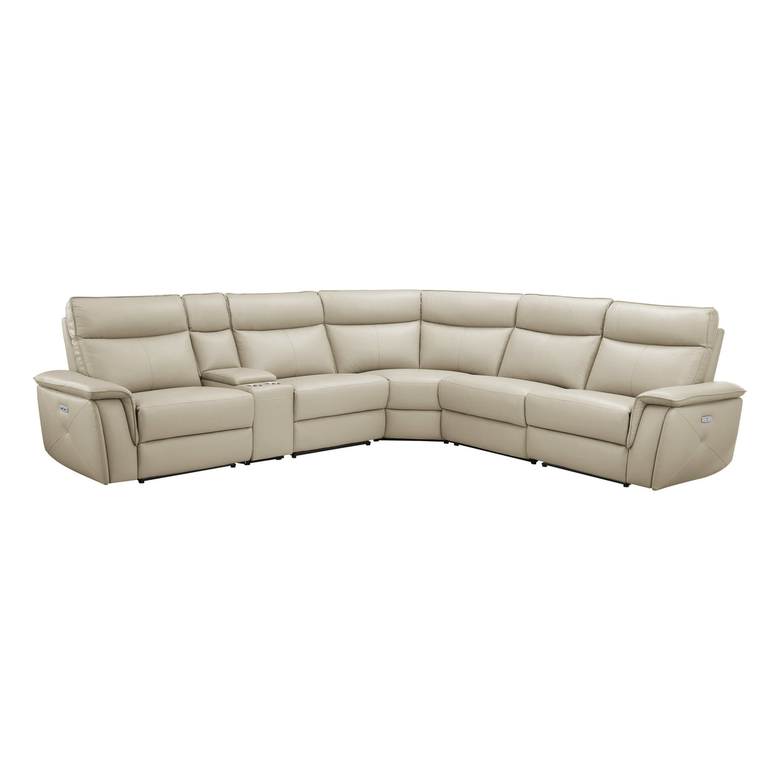 Maroni Taupe Leather 6-Piece Modular Power Reclining Sectional - 8259RFTP*6SCPWH - Bien Home Furniture &amp; Electronics