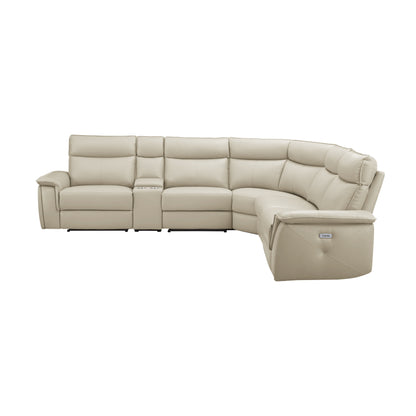 Maroni Taupe Leather 6-Piece Modular Power Reclining Sectional - 8259RFTP*6SCPWH - Bien Home Furniture &amp; Electronics