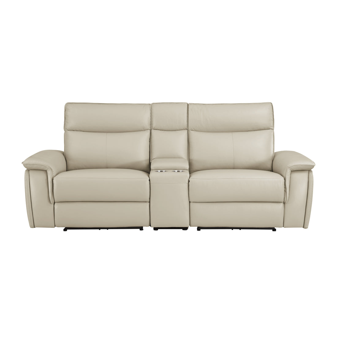 Maroni Taupe Leather Power Double Reclining Loveseat - 8259RFTP-2CNPWH* - Bien Home Furniture &amp; Electronics