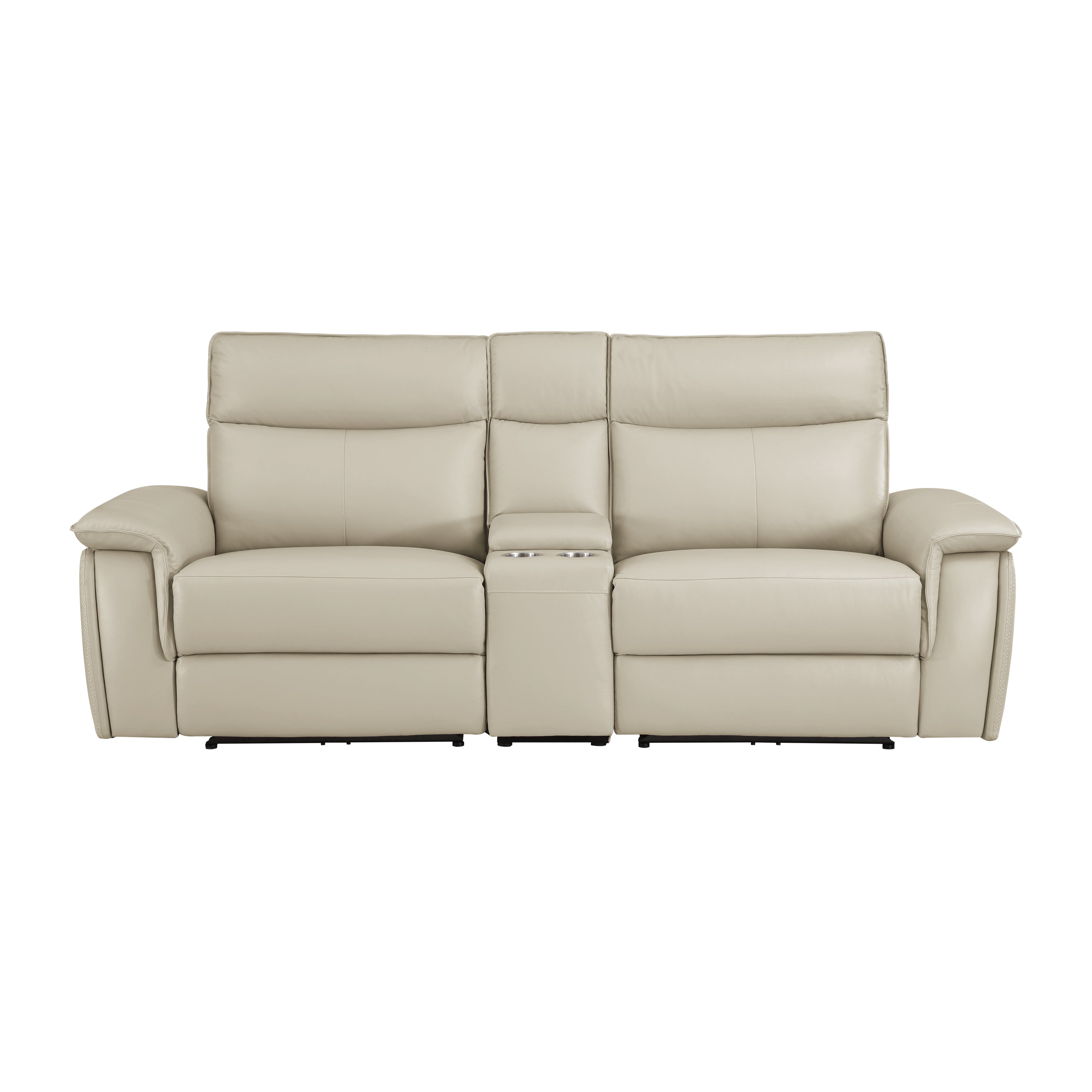 Maroni Taupe Leather Power Double Reclining Loveseat - 8259RFTP-2CNPWH* - Bien Home Furniture &amp; Electronics