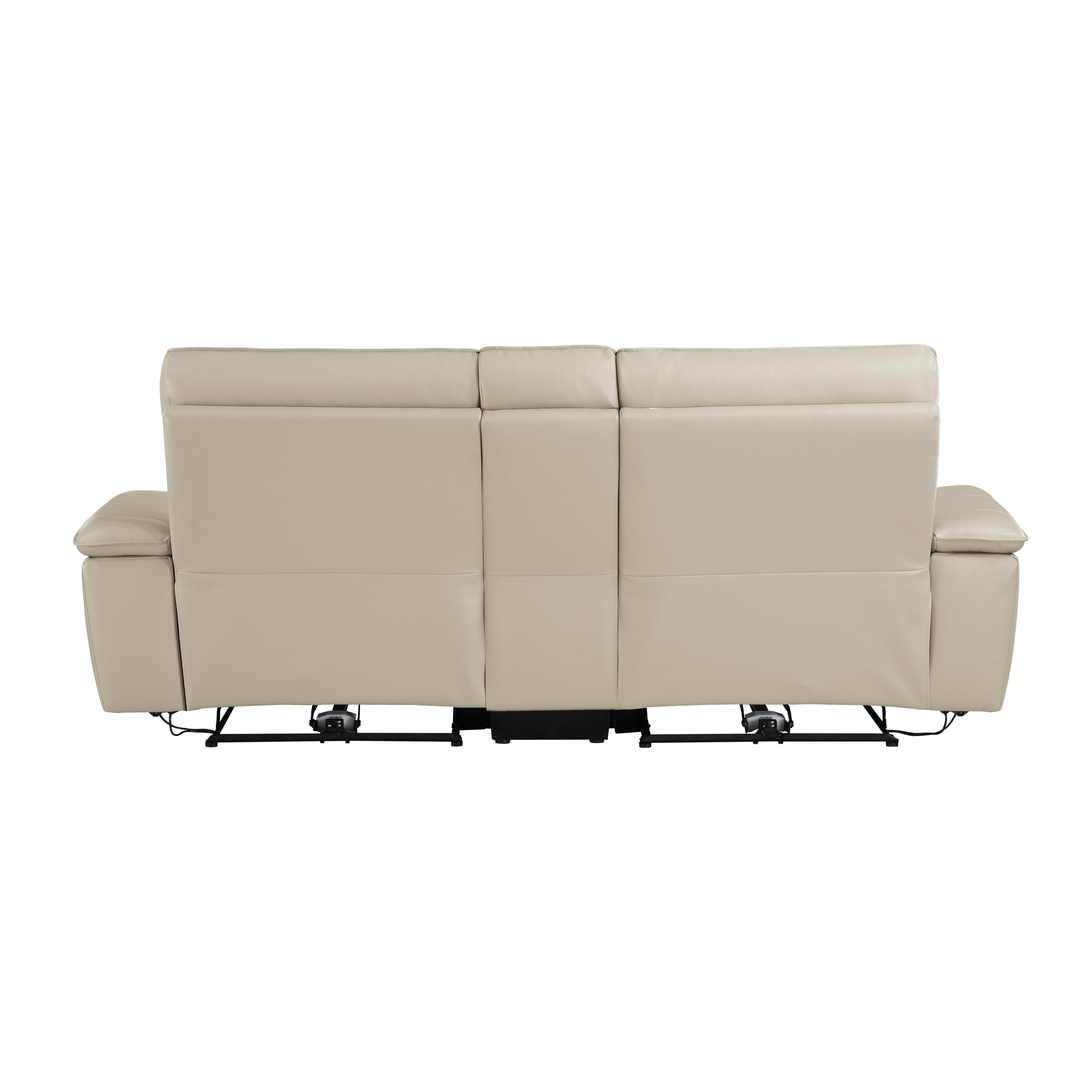 Maroni Taupe Leather Power Double Reclining Loveseat - 8259RFTP-2CNPWH* - Bien Home Furniture &amp; Electronics