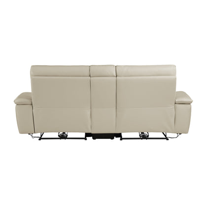 Maroni Taupe Leather Power Double Reclining Loveseat - 8259RFTP-2CNPWH* - Bien Home Furniture &amp; Electronics