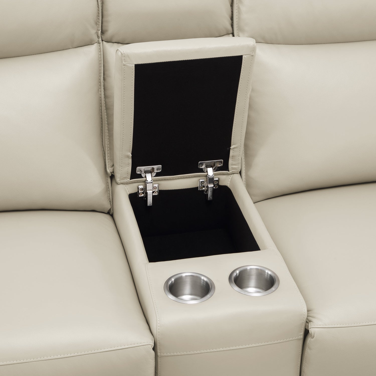 Maroni Taupe Leather Power Double Reclining Loveseat - 8259RFTP-2CNPWH* - Bien Home Furniture &amp; Electronics