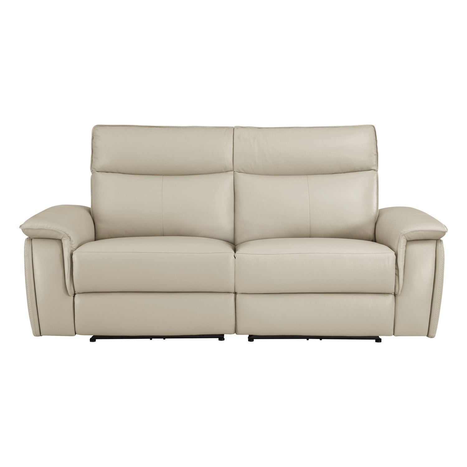 Maroni Taupe Leather Power Double Reclining Loveseat - 8259RFTP-2PWH* - Bien Home Furniture &amp; Electronics