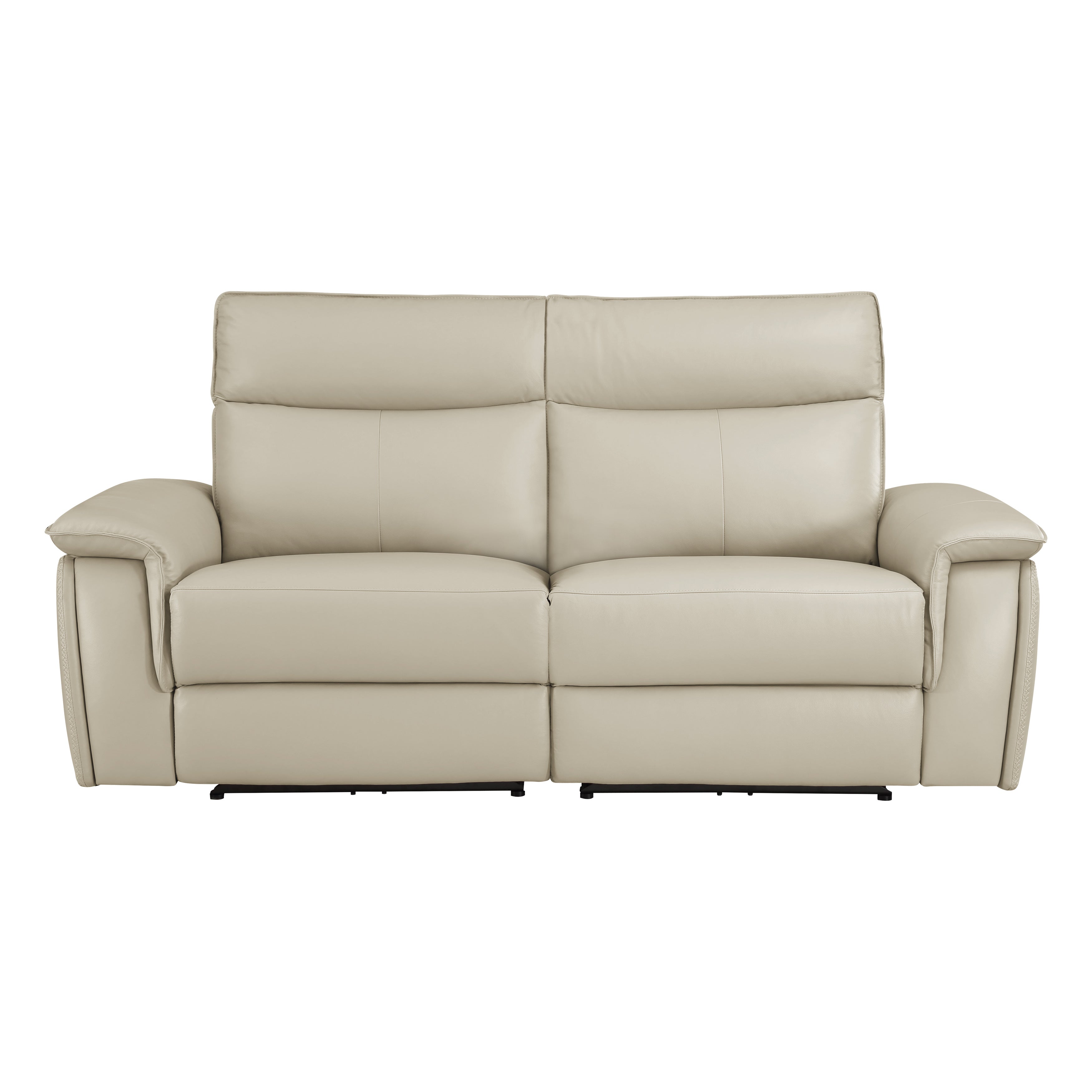 Maroni Taupe Leather Power Double Reclining Loveseat - 8259RFTP-2PWH* - Bien Home Furniture &amp; Electronics