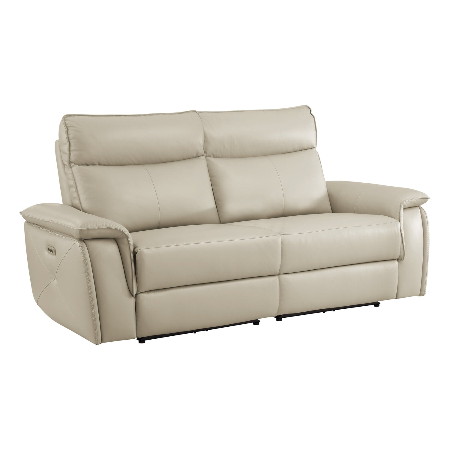 Maroni Taupe Leather Power Double Reclining Loveseat - 8259RFTP-2PWH* - Bien Home Furniture &amp; Electronics