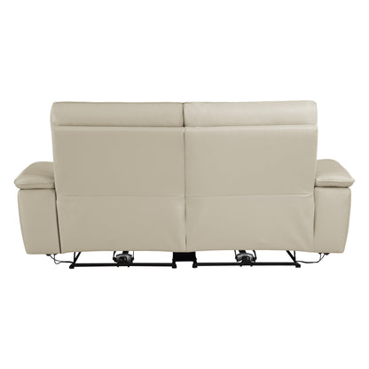 Maroni Taupe Leather Power Double Reclining Loveseat - 8259RFTP-2PWH* - Bien Home Furniture &amp; Electronics