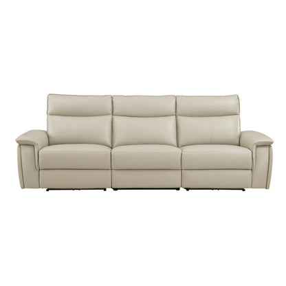 Maroni Taupe Leather Power Double Reclining Sofa - 8259RFTP-3PWH* - Bien Home Furniture &amp; Electronics
