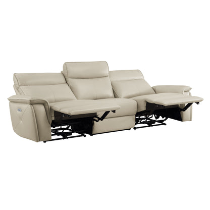 Maroni Taupe Leather Power Double Reclining Sofa - 8259RFTP-3PWH* - Bien Home Furniture &amp; Electronics
