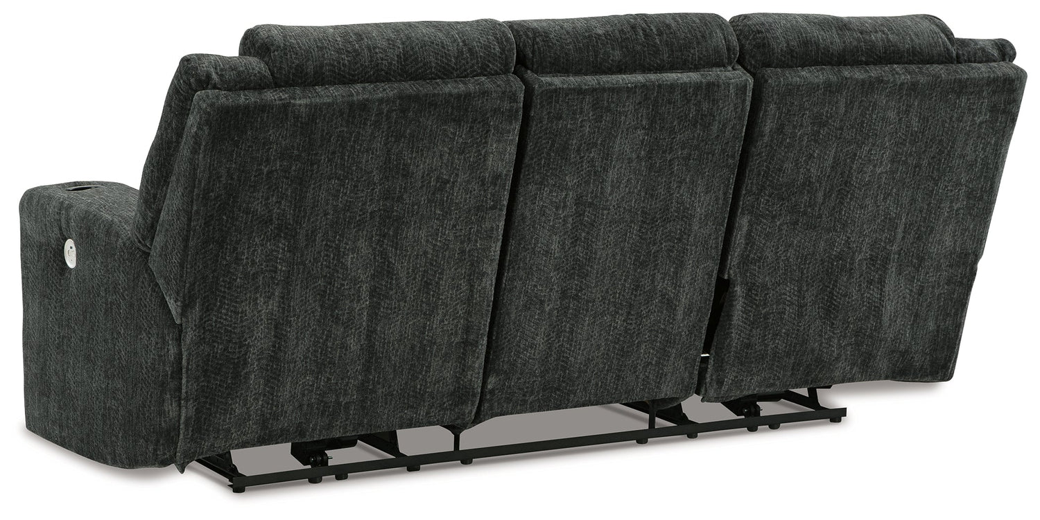 Martinglenn Ebony Power Reclining Sofa with Drop Down Table - 4650499 - Bien Home Furniture &amp; Electronics