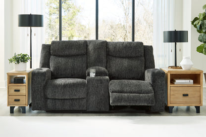 Martinglenn Ebony Reclining Loveseat with Console - 4650494 - Bien Home Furniture &amp; Electronics