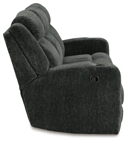 Martinglenn Ebony Reclining Sofa with Drop Down Table - 4650489 - Bien Home Furniture &amp; Electronics