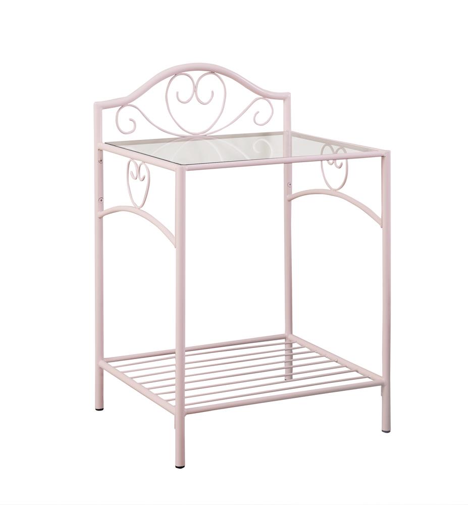 Massi 1-Shelf Nightstand with Glass Top Powder Pink - 401152 - Bien Home Furniture &amp; Electronics