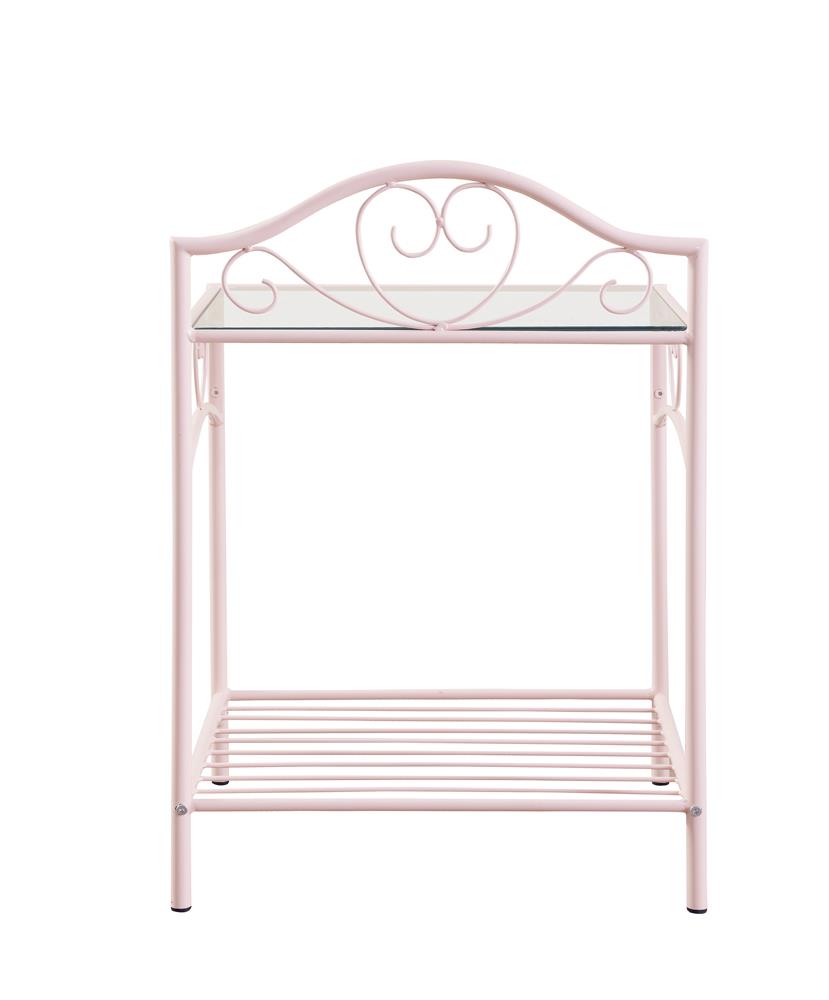 Massi 1-Shelf Nightstand with Glass Top Powder Pink - 401152 - Bien Home Furniture &amp; Electronics