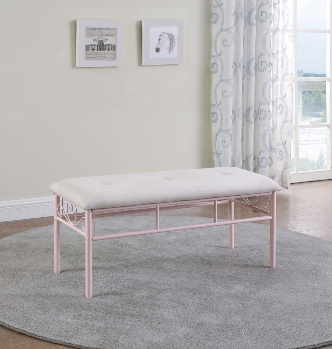 Massi Powder Pink Tufted Upholstered Bench - 401156 - Bien Home Furniture &amp; Electronics