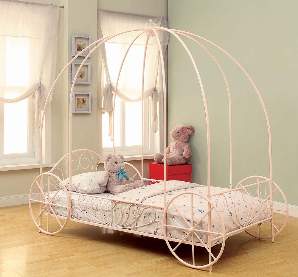 Massi Twin Canopy Bed Powder Pink - 400155T - Bien Home Furniture &amp; Electronics