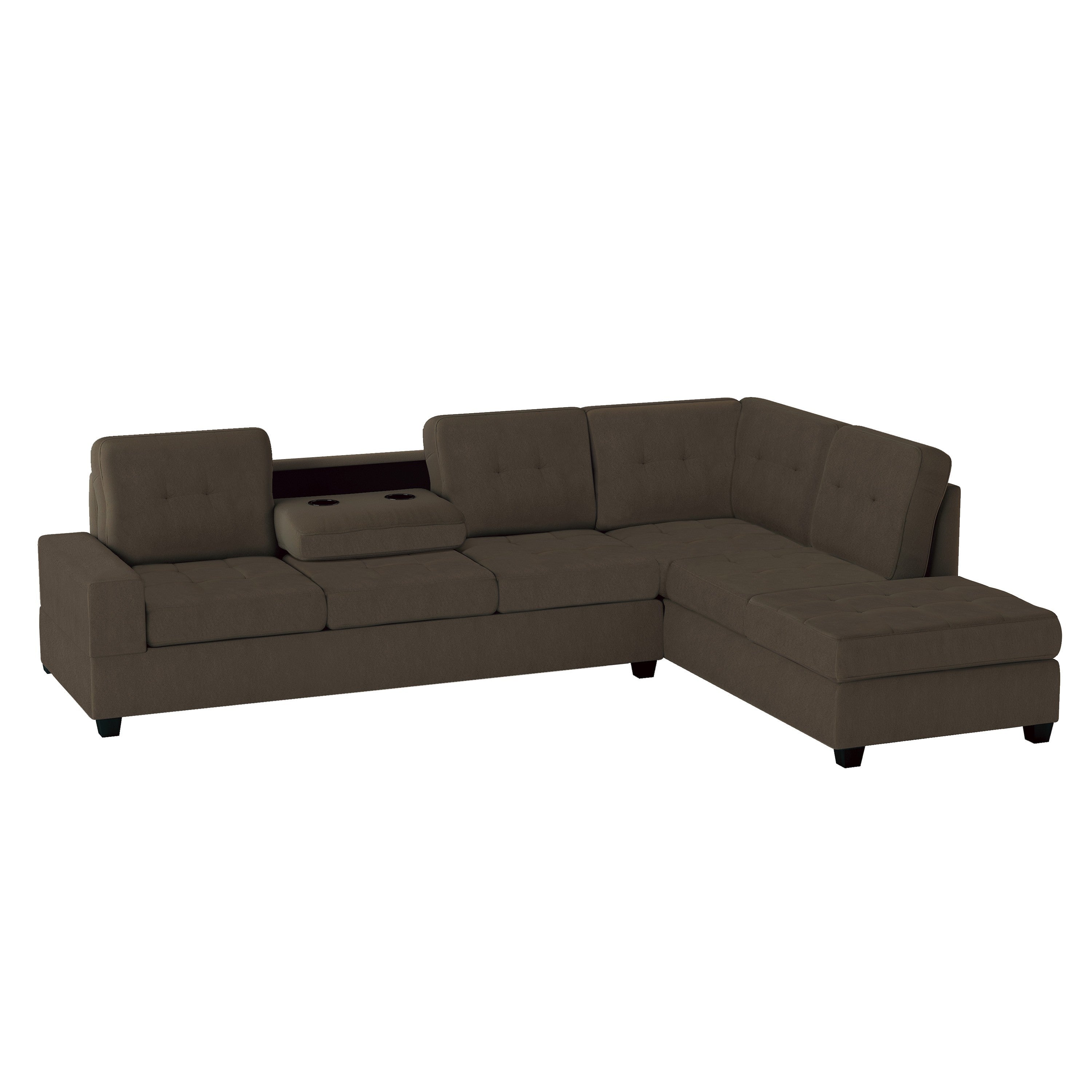 Maston Chocolate 2-Piece Reversible Sectional with Drop-Down Cup Holders - 9507CHC*SC - Bien Home Furniture &amp; Electronics