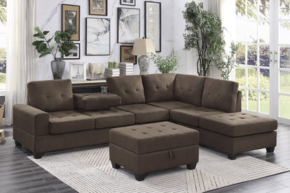 Maston Chocolate 2-Piece Reversible Sectional with Drop-Down Cup Holders - 9507CHC*SC - Bien Home Furniture &amp; Electronics
