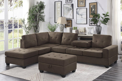 Maston Chocolate 2-Piece Reversible Sectional with Drop-Down Cup Holders - 9507CHC*SC - Bien Home Furniture &amp; Electronics