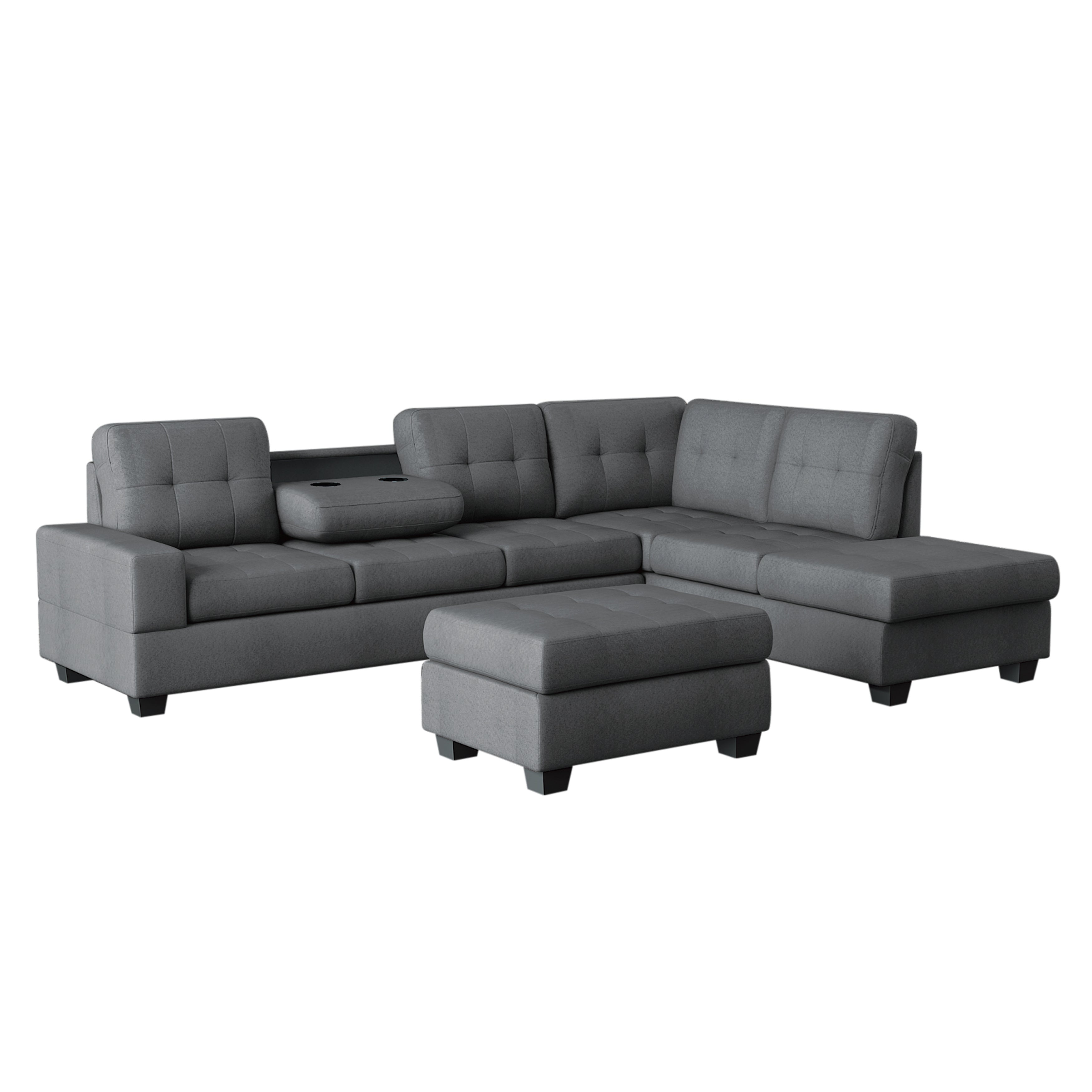 Maston Dark Gray Reversible Sectional - SET | 9507DGY-3 | 9507DGY-5 - Bien Home Furniture &amp; Electronics