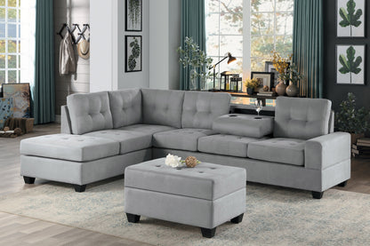 Maston Gray 2-Piece Reversible Sectional with Drop-Down Cup Holders - 9507GRY*SC - Bien Home Furniture &amp; Electronics
