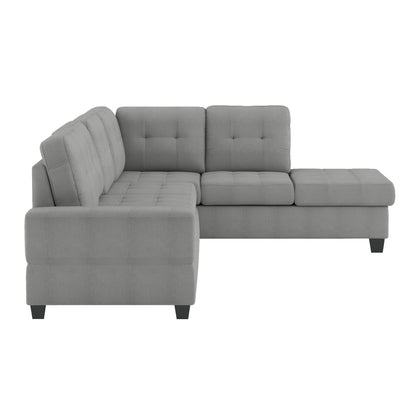 Maston Gray 2-Piece Reversible Sectional with Drop-Down Cup Holders and Storage Ottoman - 9507GRY*3OT - Bien Home Furniture &amp; Electronics