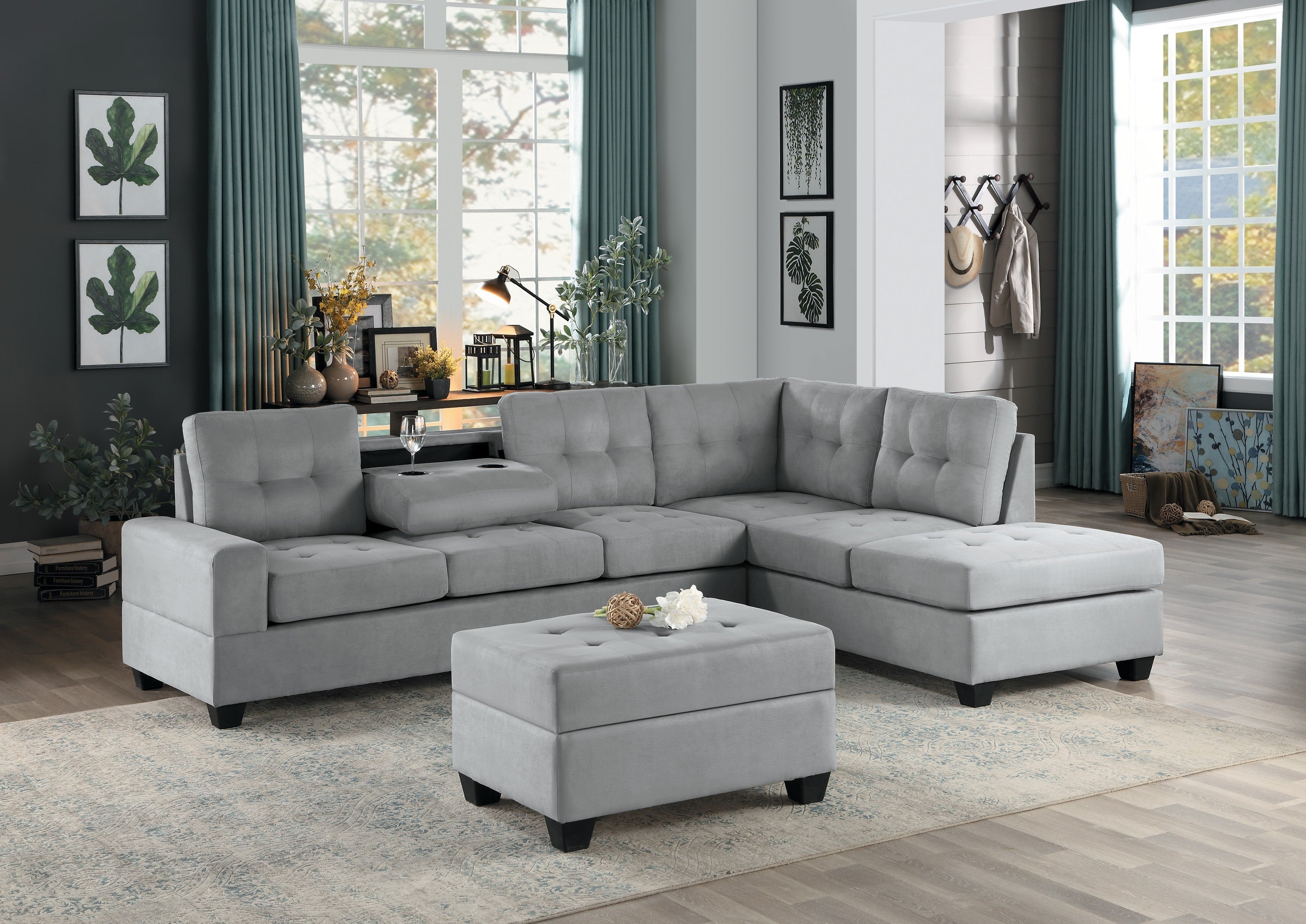 Maston Light Gray Ottoman - 9507GRY-4 - Bien Home Furniture &amp; Electronics