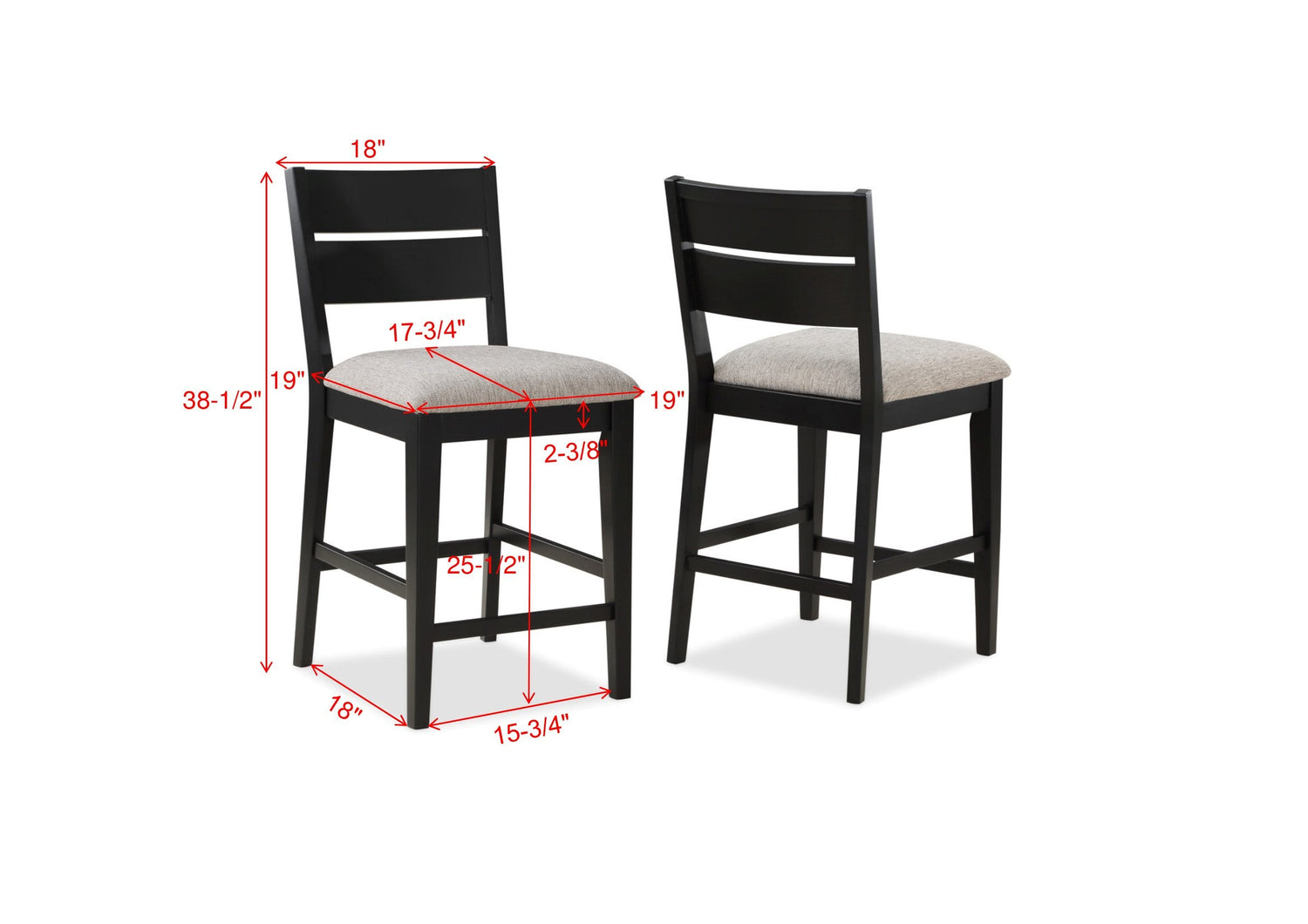 Mathis Black/Gray Counter Height Chair, Set of 2 - 2712S-24 - Bien Home Furniture &amp; Electronics