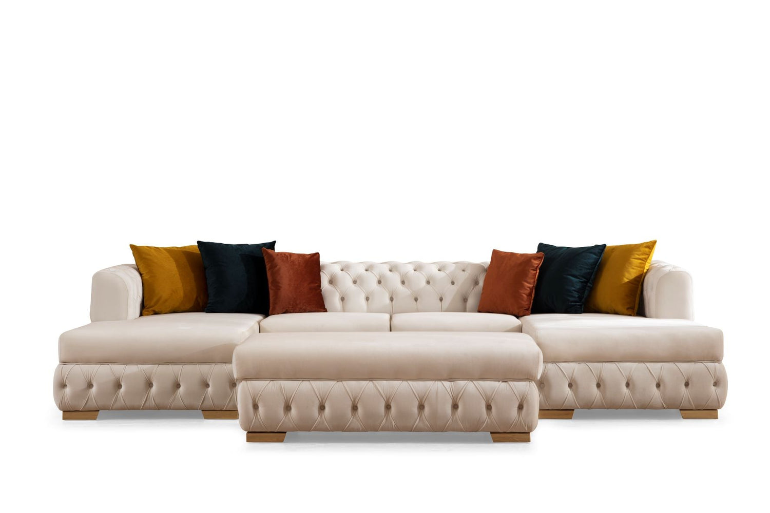 Matilda Ivory Velvet Double Chaise Sectional - MATILDAIVORY-SEC - Bien Home Furniture &amp; Electronics