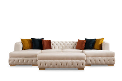 Matilda Ivory Velvet Double Chaise Sectional - MATILDAIVORY-SEC - Bien Home Furniture &amp; Electronics