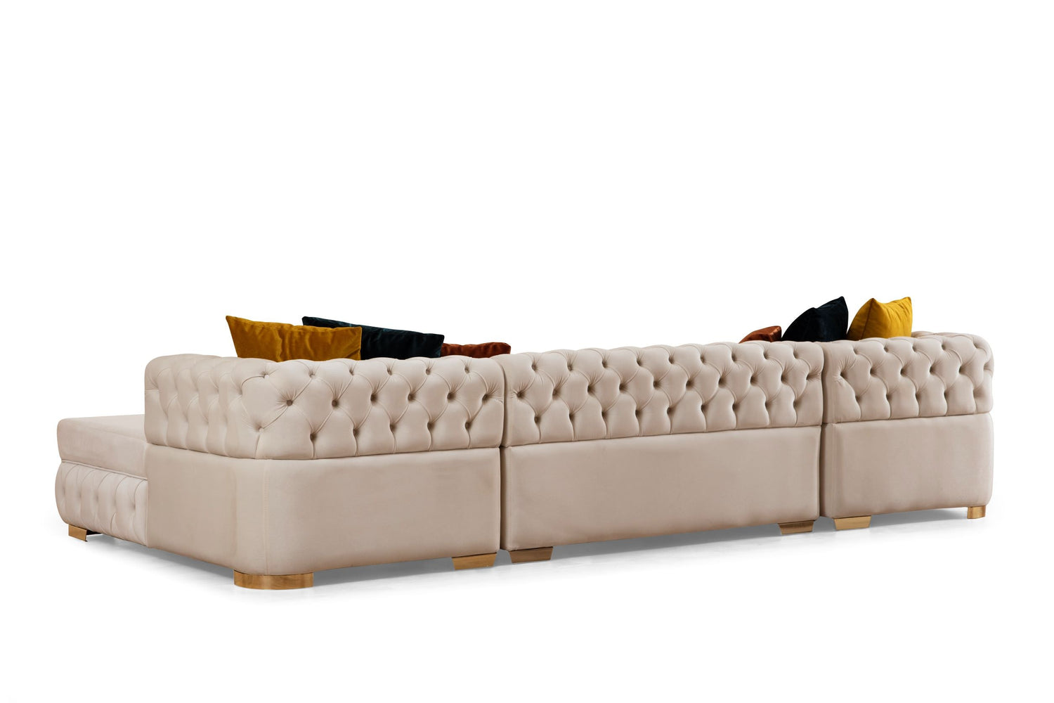 Matilda Ivory Velvet Double Chaise Sectional - MATILDAIVORY-SEC - Bien Home Furniture &amp; Electronics