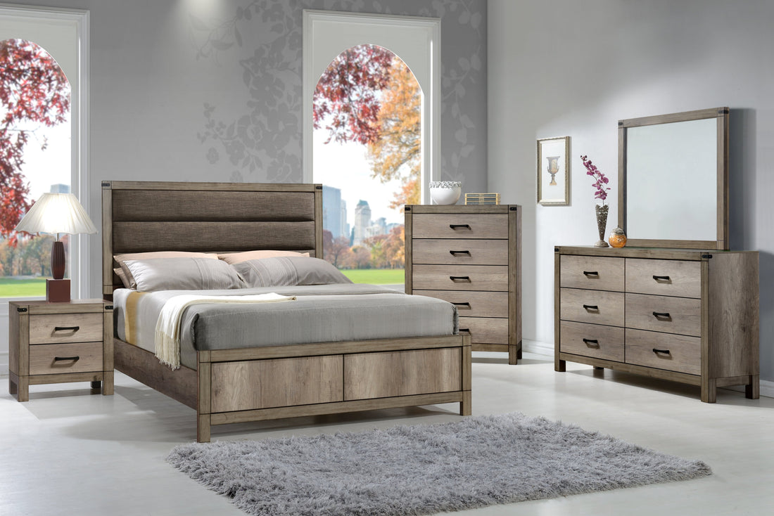 Matteo Melamine Upholstered Panel Bedroom Set - SET | B3200-Q-HBFB | B3200-KQ-RAIL | B3200-2-T | B3200-4 - Bien Home Furniture &amp; Electronics