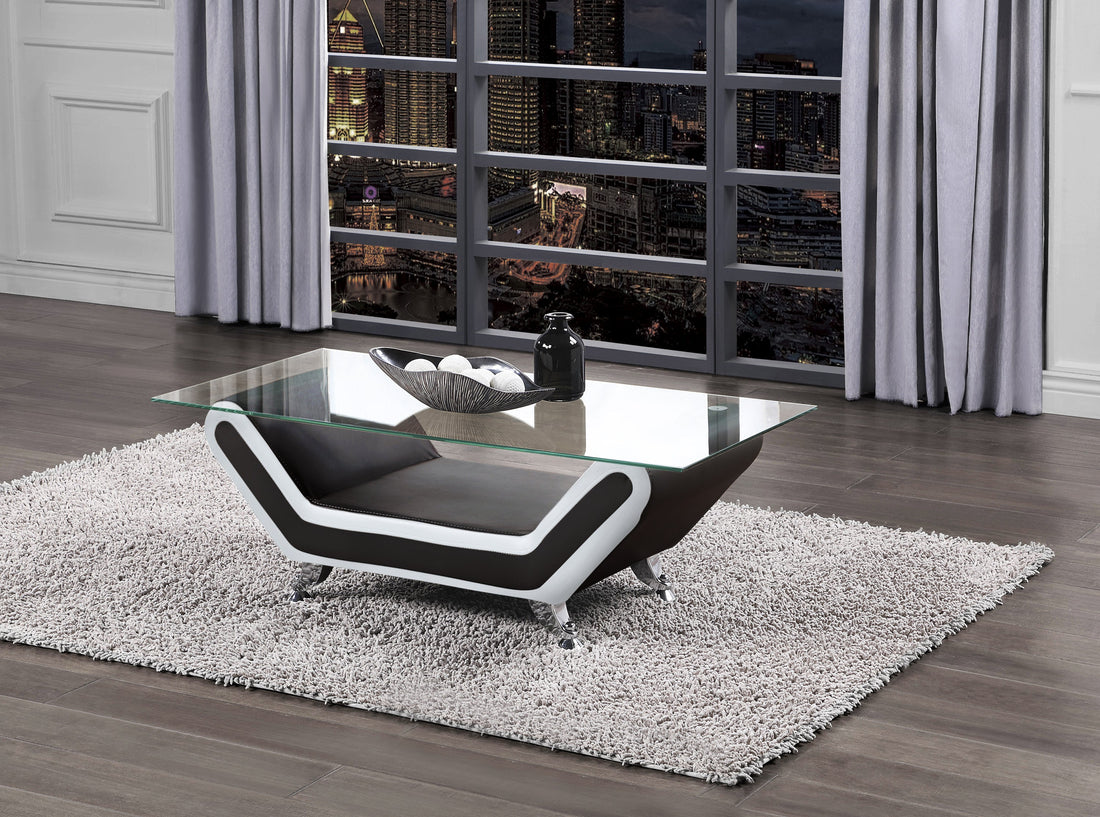 Matteo White/Black Faux Leather Cocktail Table - SET | 9419BLK-30 | 9419BLK-30G - Bien Home Furniture &amp; Electronics
