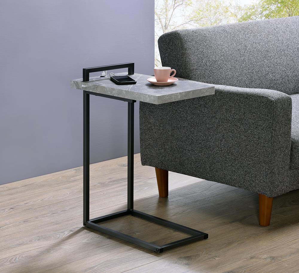 Maxwell Cement/Gunmetal C-Shaped Accent Table - 931129 - Bien Home Furniture &amp; Electronics