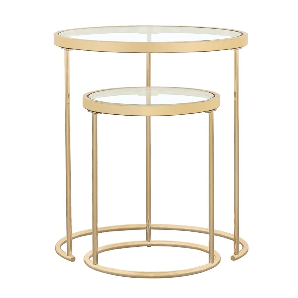 Maylin 2-Piece Round Glass Top Nesting Tables Gold - 935936 - Bien Home Furniture &amp; Electronics